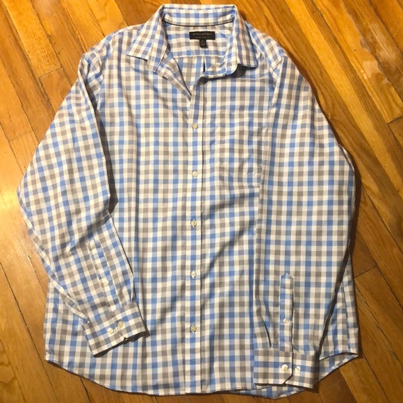 Banana Republic Other - Banana Republic Blue/Gray Checkered Button Down XL